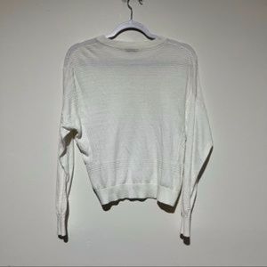 Theory Textured Long Sleeve White Top size XS (P)